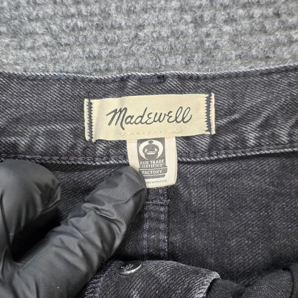 Madewell The Brynn Long Short Womens Size 32 Faded Black Denim Cut Off High Rise